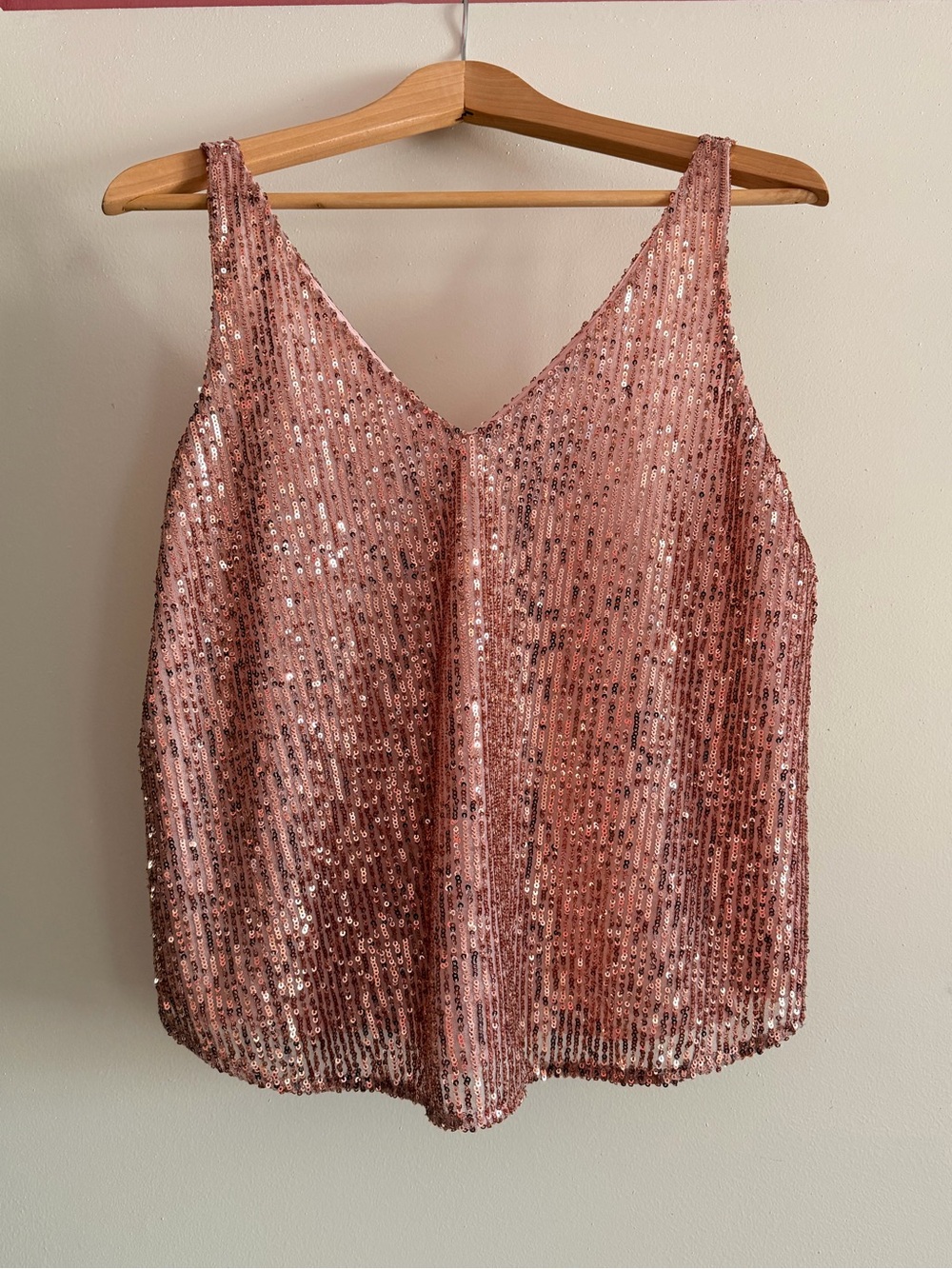 LOFT Rose Pink Sequin V-Neck Camisole
